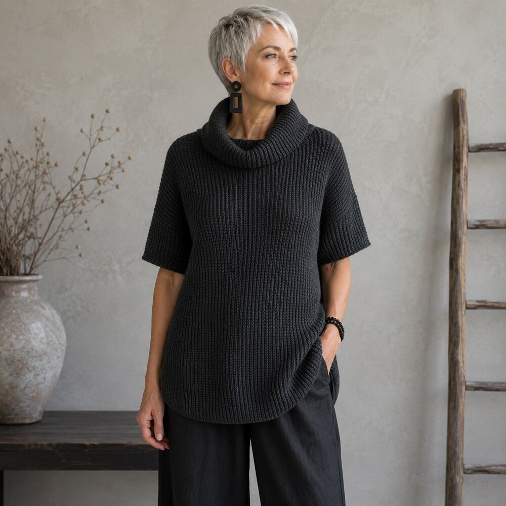 Ugg Gray Short Sleeve Turtleneck Sweater Small